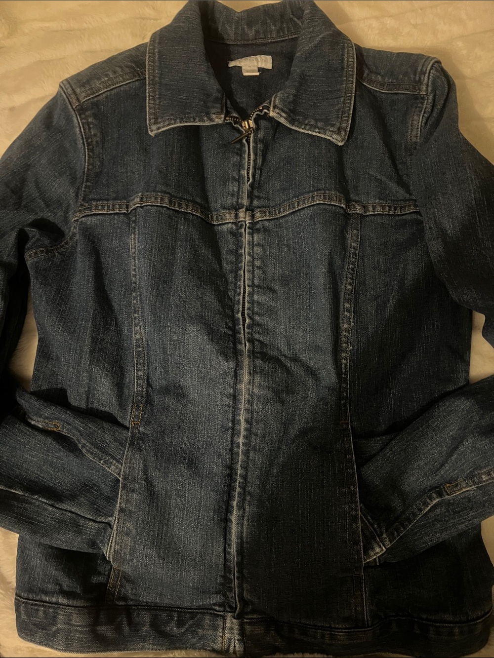 Charter Club Dark Blue Denim Zip Jacket